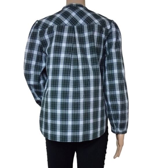 J. CREW Embellished Shirt Forest Tarten Green Black Button Down - Picture 3 of 6